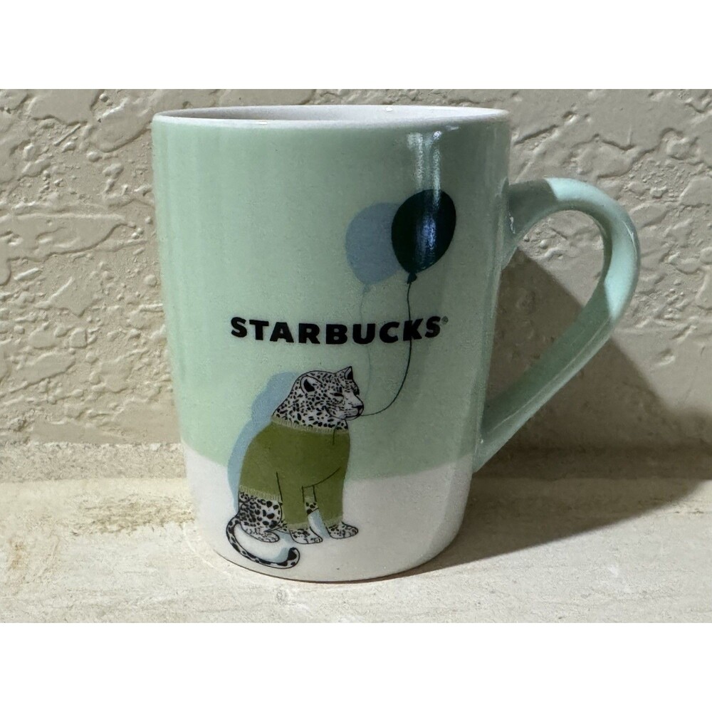 2020 Starbucks Leopard Coffee Mug Cup Mint Green Balloons Birthday 10 oz